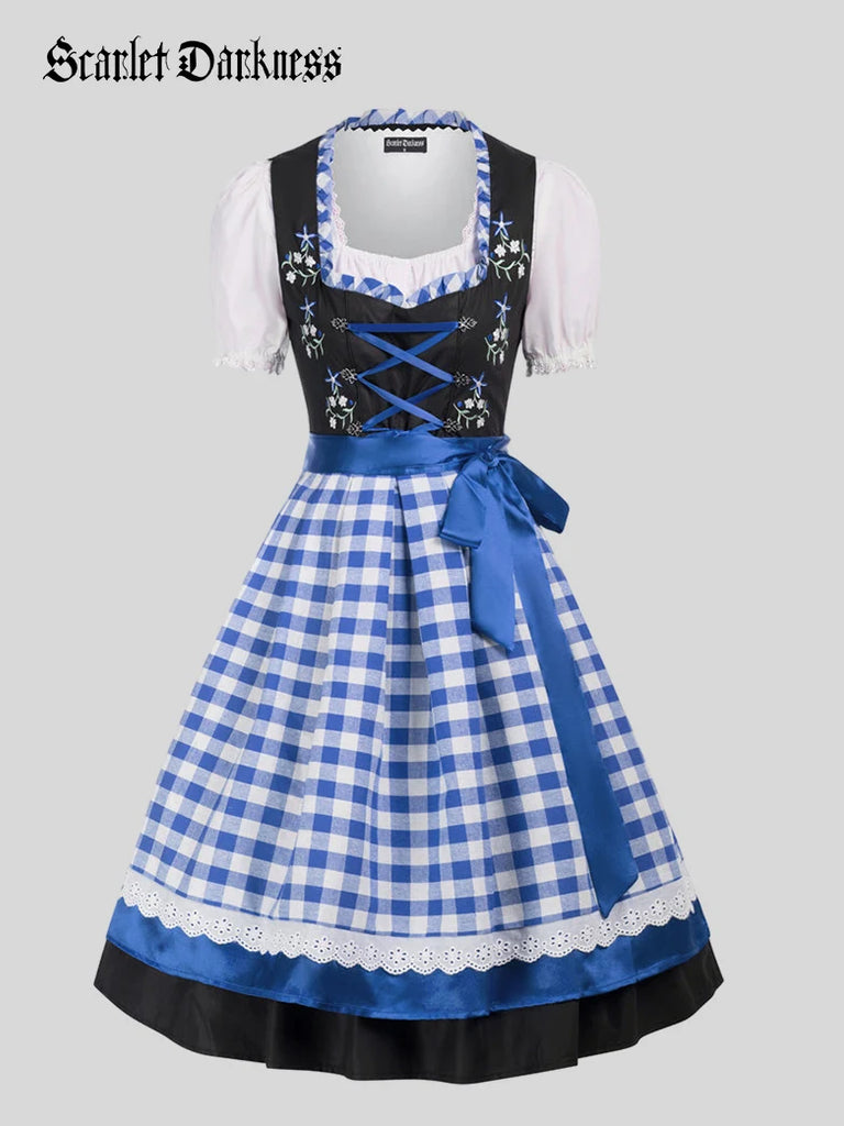 Women 3pcs Set German Bavarian Oktoberfest Costumes Scarlet Darkness