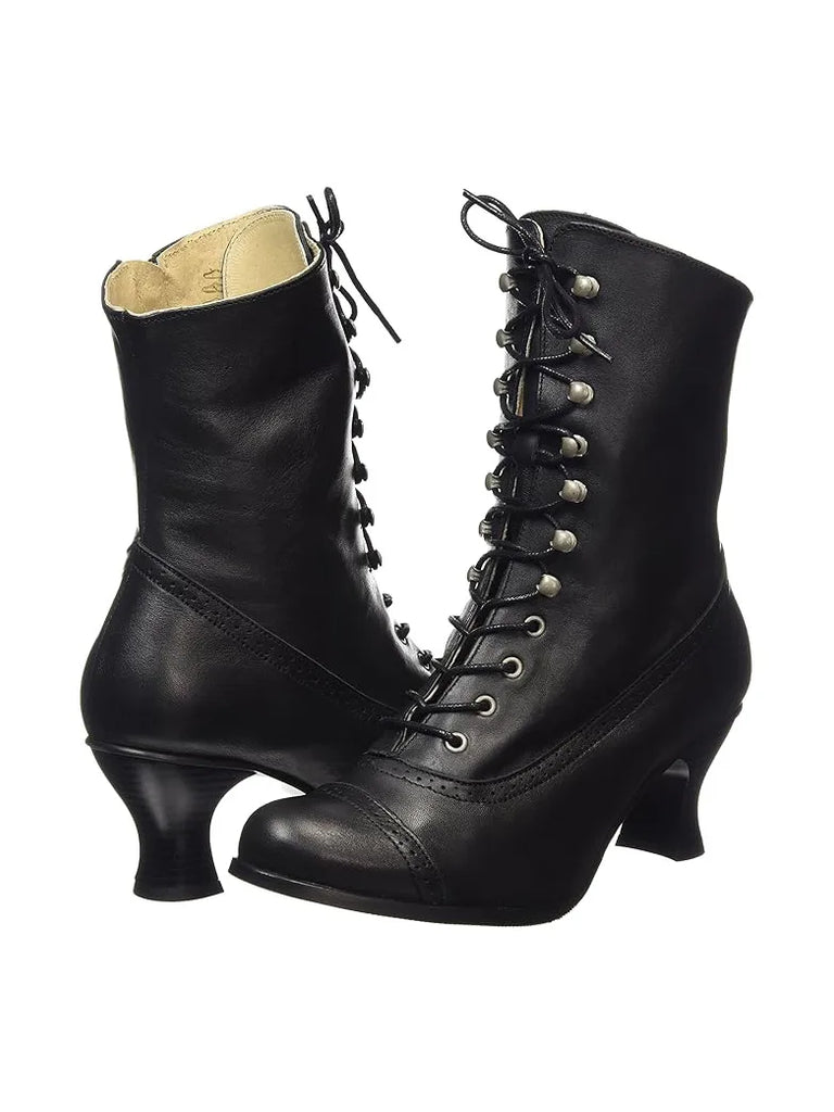 Women's Victorian Gothic Mid-calf High-heeled Boots SCARLET DARKNESS