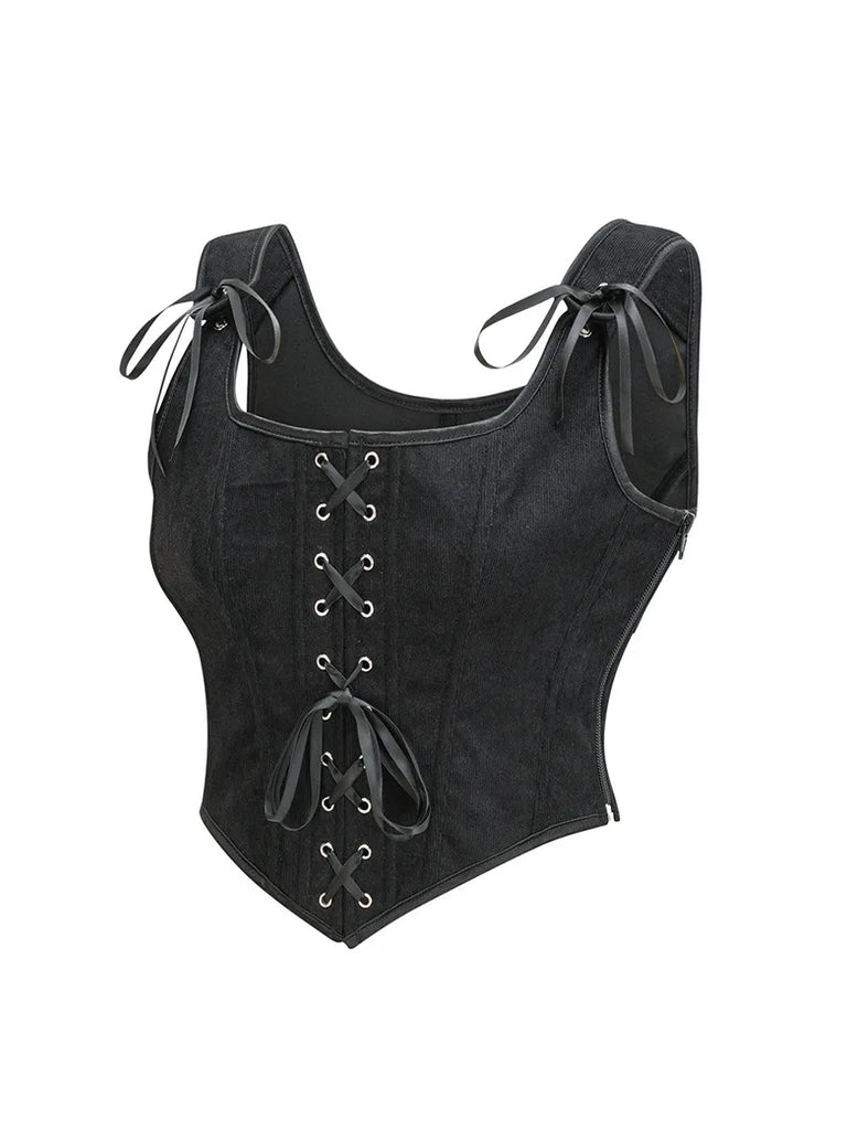 Women Renaissance Suede Lace up Corsets SCARLET DARKNESS