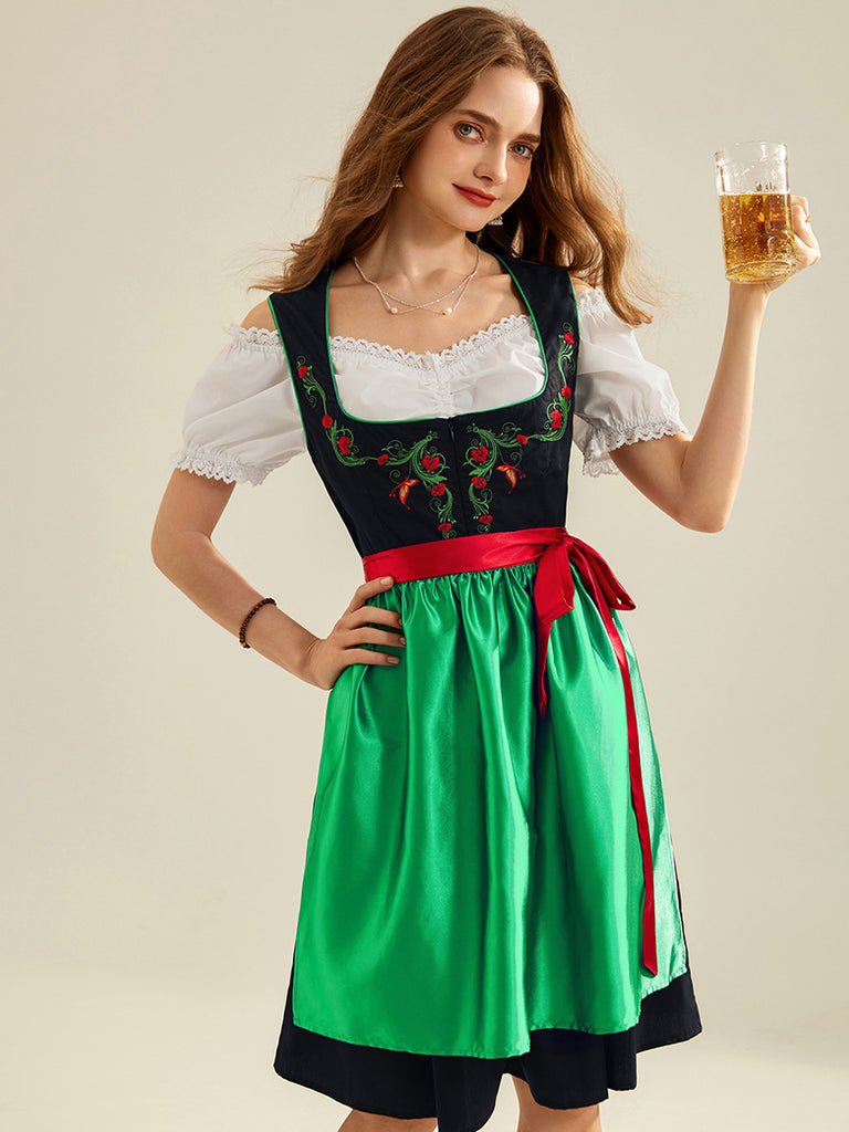 Women 3pcs Set German Bavarian Oktoberfest Costume SCARLET DARKNESS