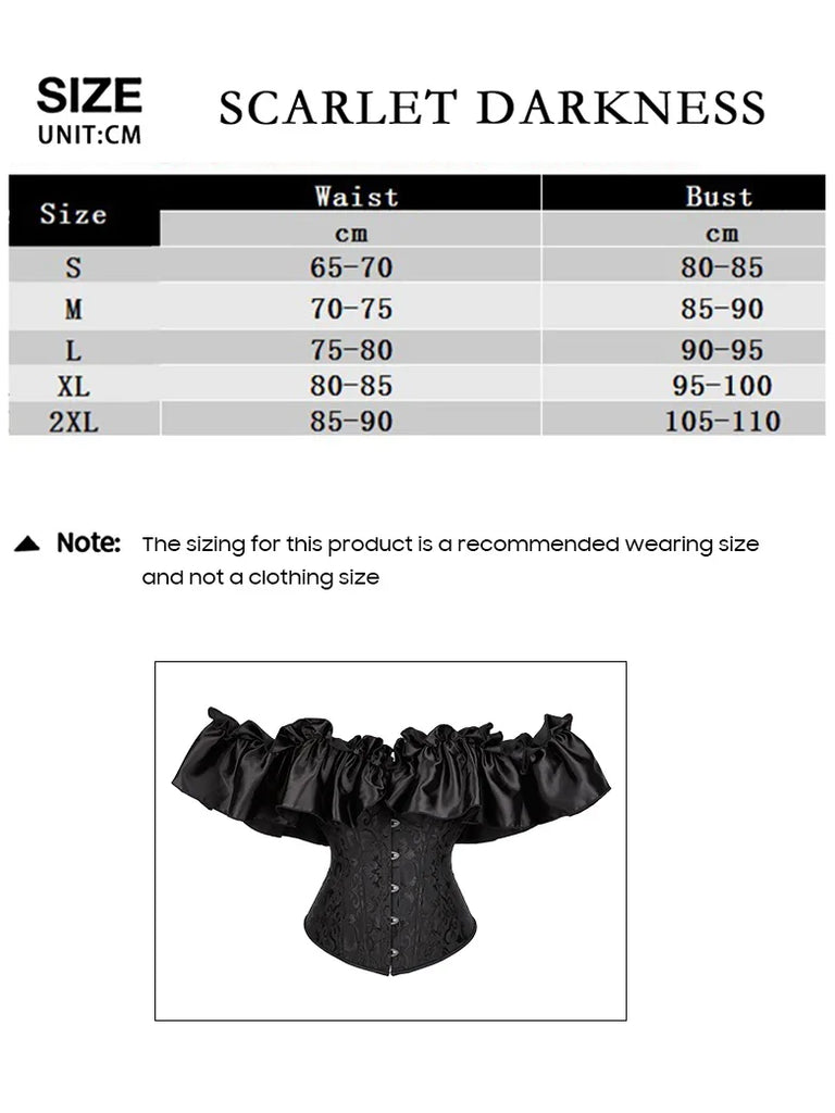 Women Victorian Gothic Corset Jacquard Satin Lace Bustier SCARLET DARKNESS