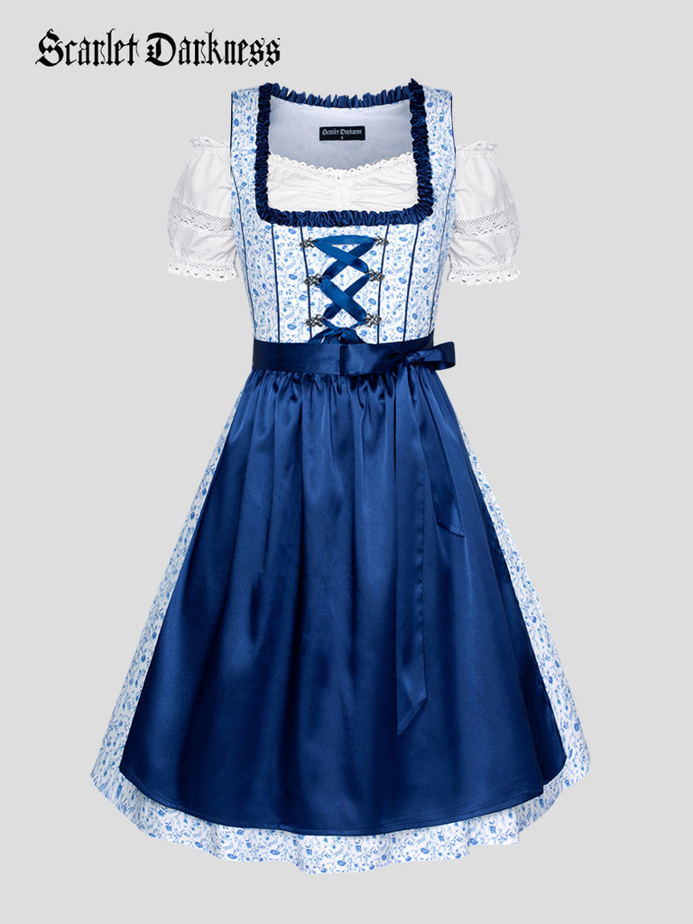 Women 3pcs Set German Bavarian Oktoberfest Costume SCARLET DARKNESS