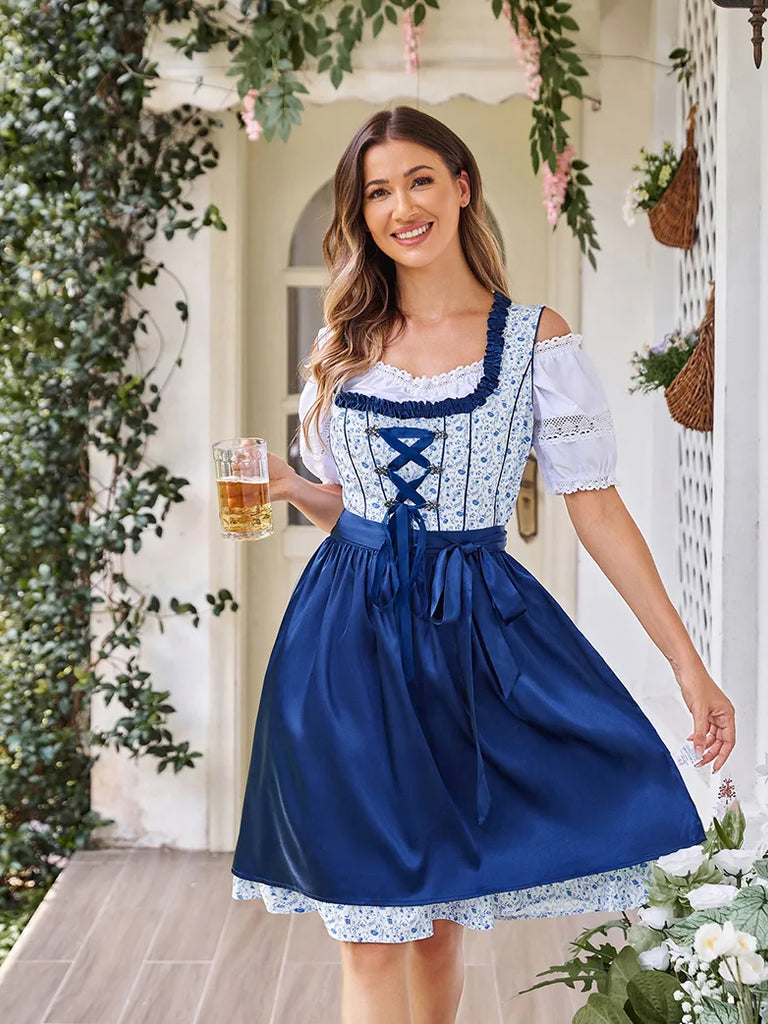 Women 3pcs Set German Bavarian Oktoberfest Costume SCARLET DARKNESS