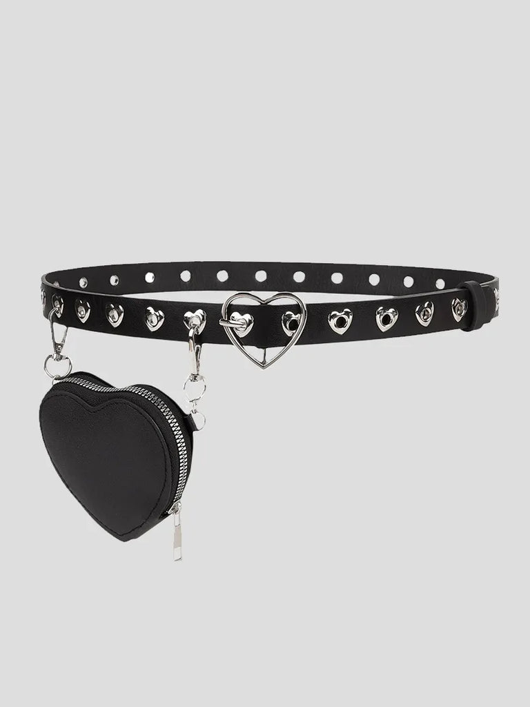 Women Gothic Punk Love Metal Waist Chain with Bag SCARLET DARKNESS