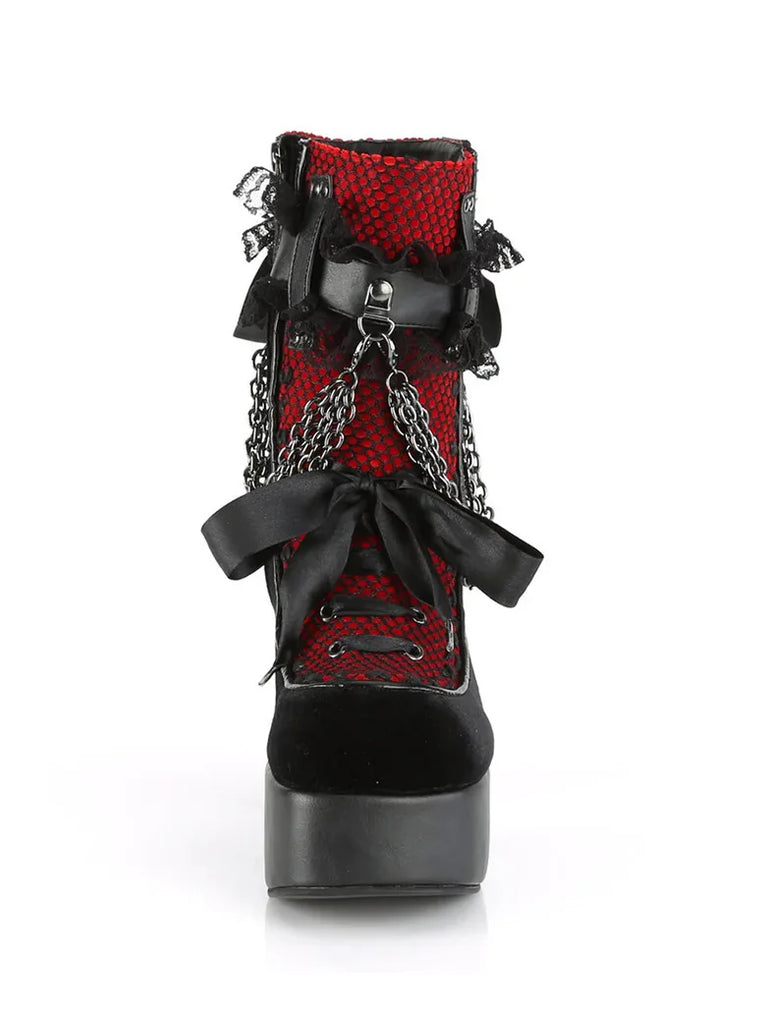 Women's Victorian Gothic Vampire Contrasting Strappy High Heels SCARLET DARKNESS