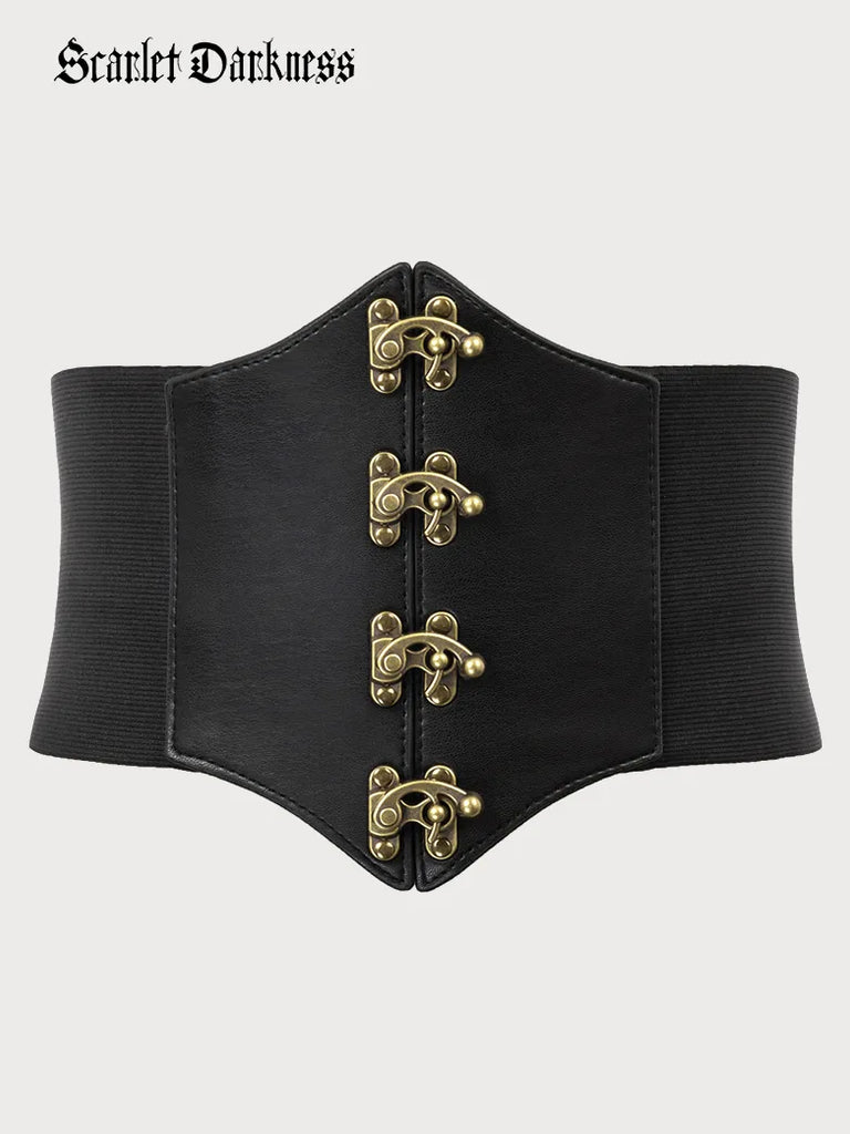 Pirate Retro Buckle Wide Waist Stretch Corset Belts SCARLET DARKNESS