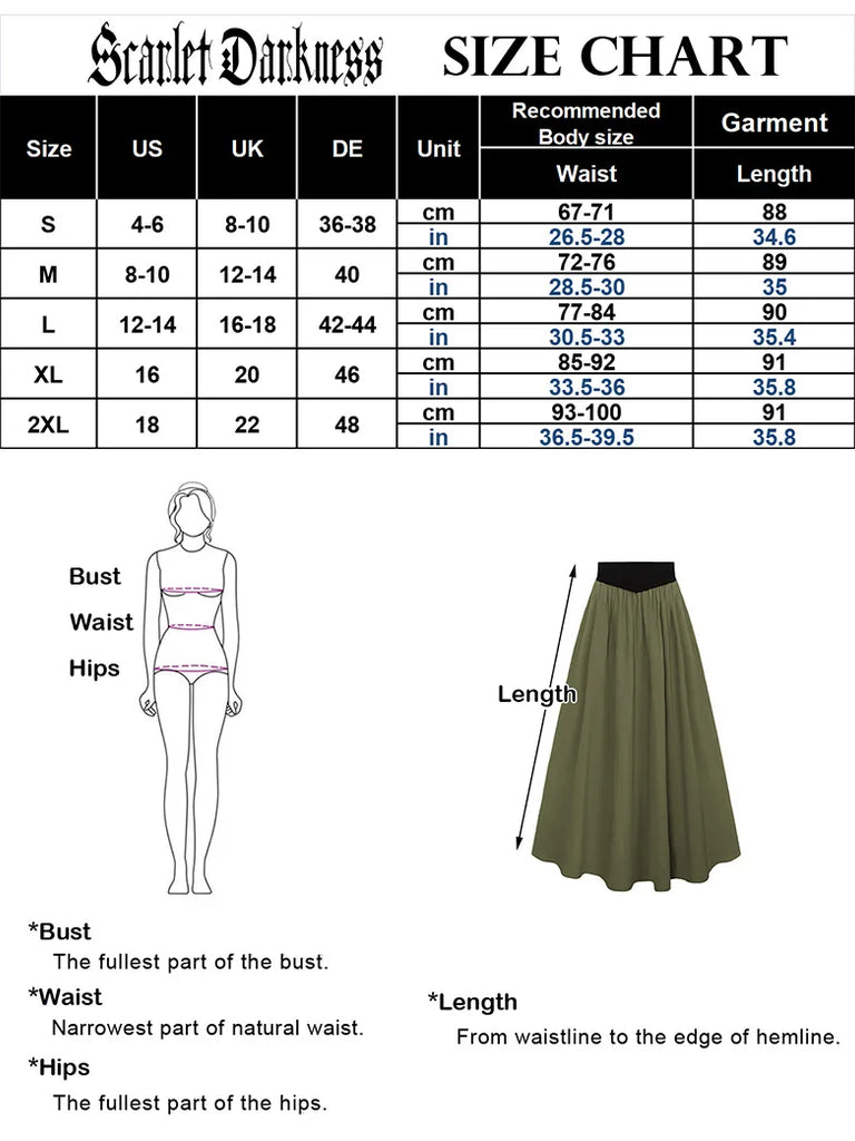 Renaissance Swing Skirt Detachable Belt Decor A-Line Skirt SCARLET DARKNESS