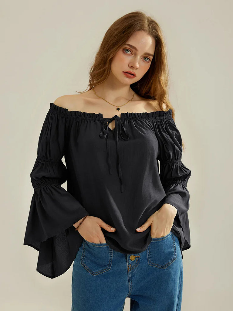 Renaissance Off Shoulder Tops Long Virago Sleeve Tops SCARLET DARKNESS