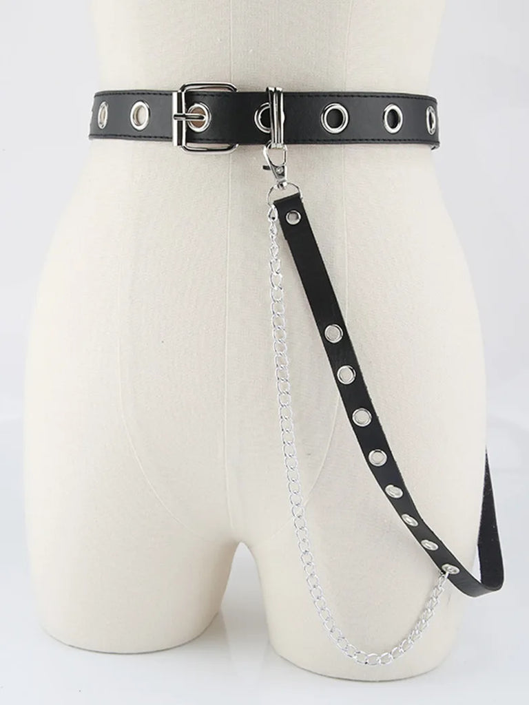 Women Gothic Punk Double-Breasted Buttonhole Belt SCARLET DARKNESS