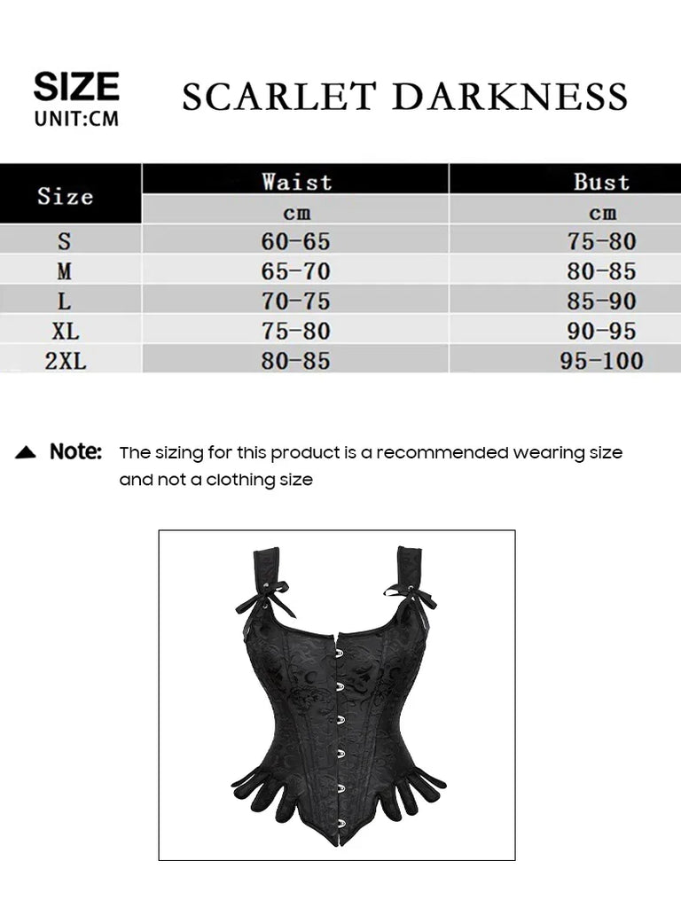 Women Victorian Corset Steampunk Satin Jacquard Bustier Top SCARLET DARKNESS