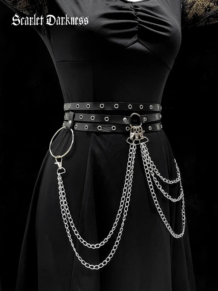 Scarlet Darkness 6th Anniversary Accs-Gothic Leather Belt Chain SCARLET DARKNESS