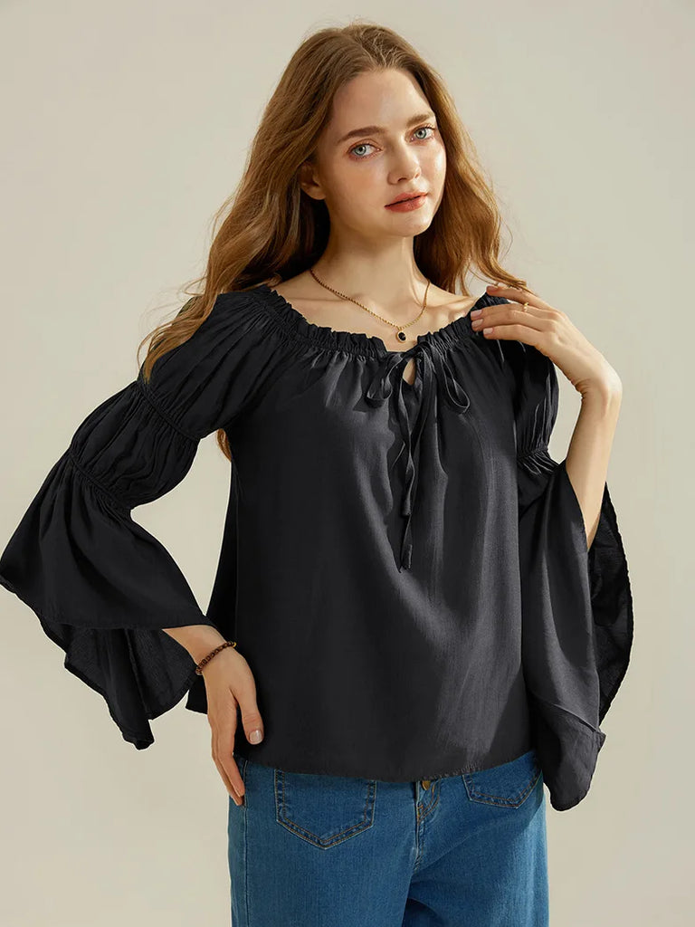 Renaissance Off Shoulder Tops Long Virago Sleeve Tops SCARLET DARKNESS