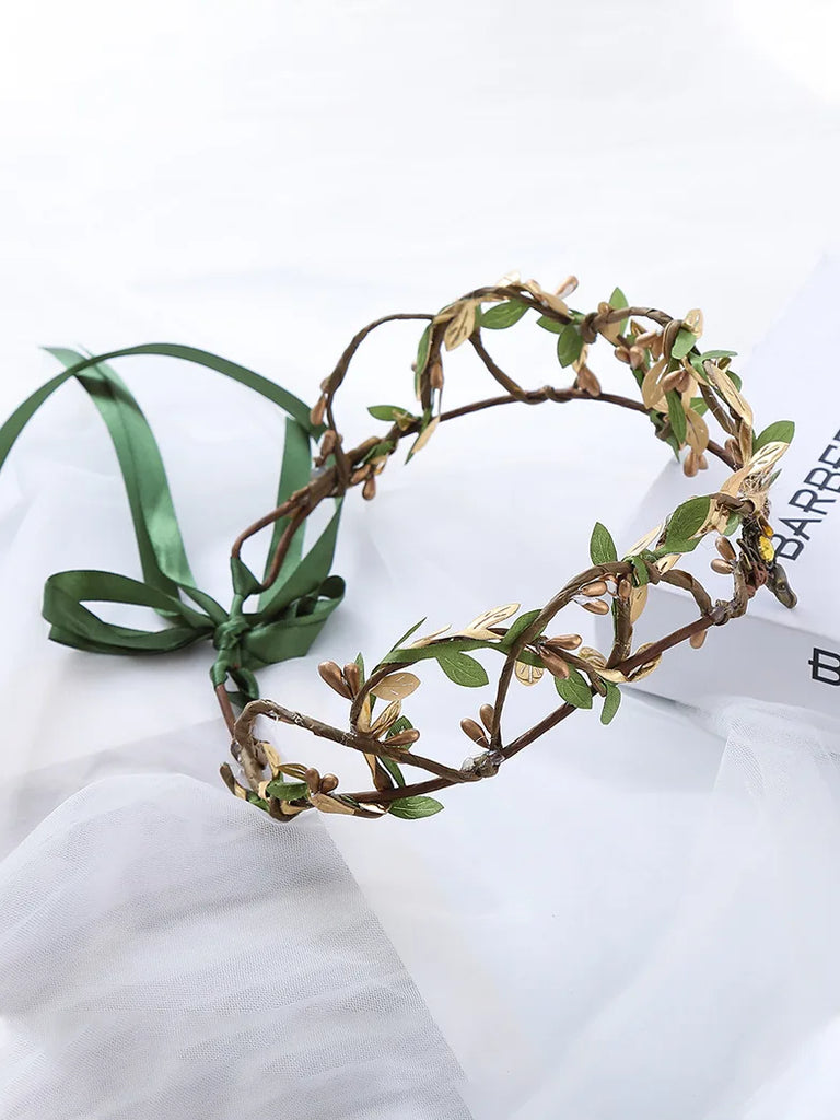 Women's Crown Forest Leaf Headband for Wedding & Elf SCARLET DARKNESS