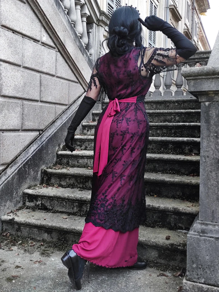 Victorian Gothic Titanic Tea Party Gown Antique Maxi Dress SCARLET DARKNESS