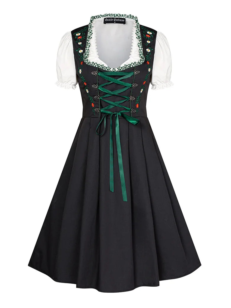 Women Dirndl Dress German Bavarian Oktoberfest Costume SCARLET DARKNESS