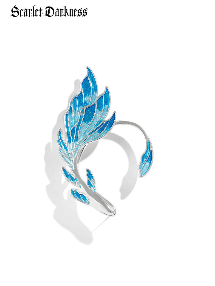 Gradient Blue fish Wing Asymmetric Ear Clip SCARLET DARKNESS