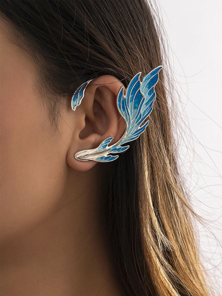 Gradient Blue fish Wing Asymmetric Ear Clip SCARLET DARKNESS