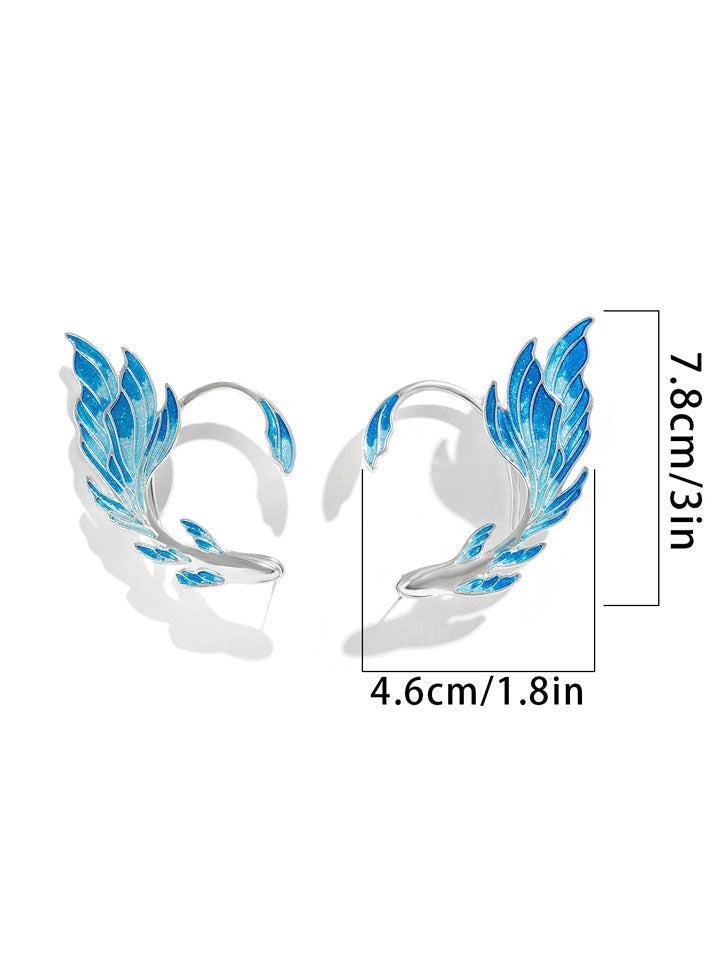 Gradient Blue fish Wing Asymmetric Ear Clip SCARLET DARKNESS