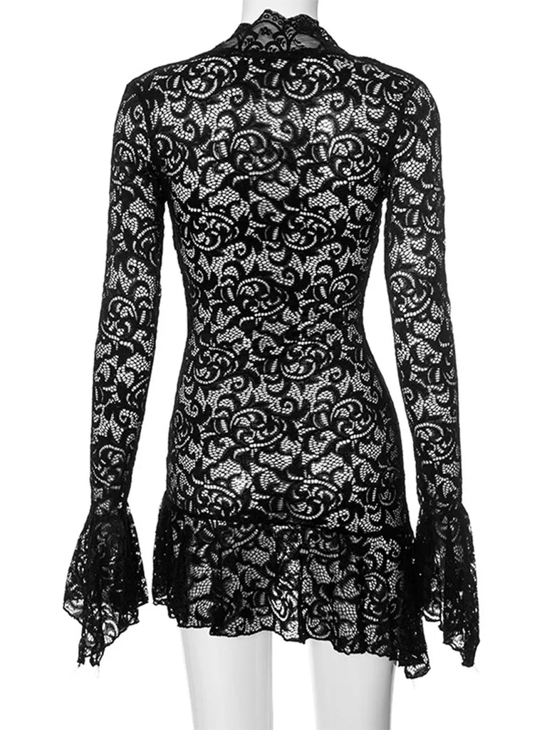 SCARLET DARKNESSWomen Goth Basic Lace Hottie Party Dress