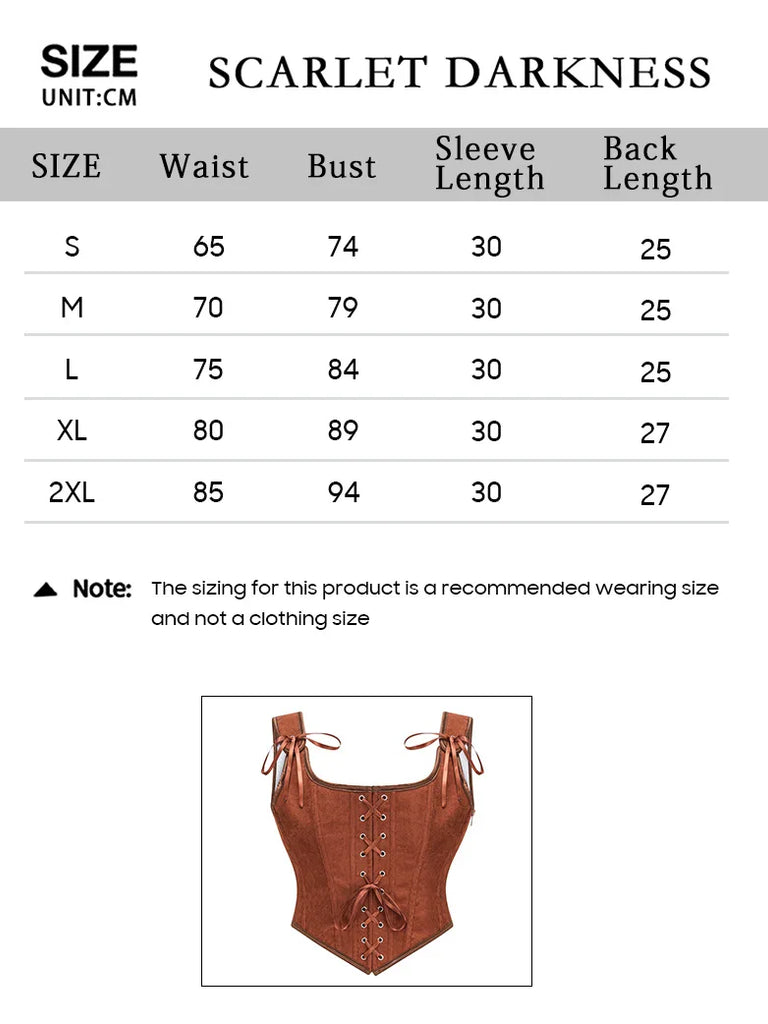 Women Renaissance Suede Lace up Corsets SCARLET DARKNESS