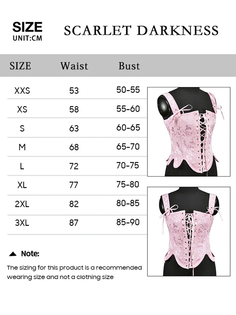 1850s Victorian Jacquard Classical Herringbone Corset SCARLET DARKNESS