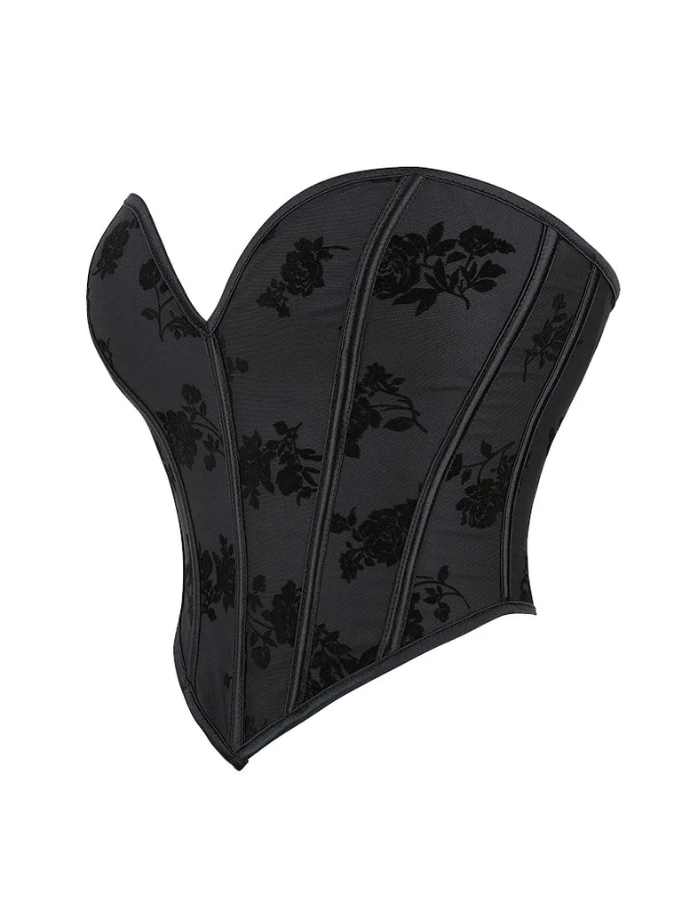 Women Victorian Gothic Corset Dark Night Rose Bustier SCARLET DARKNESS