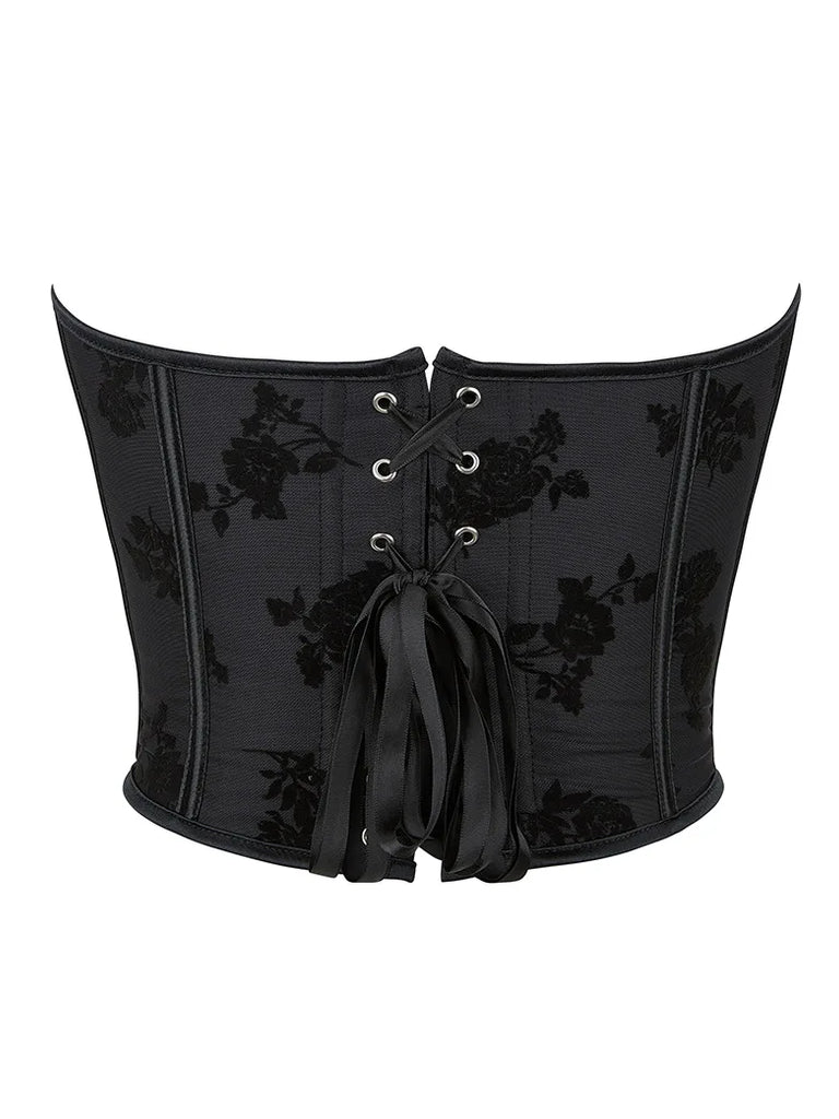 Women Victorian Gothic Corset Dark Night Rose Bustier SCARLET DARKNESS