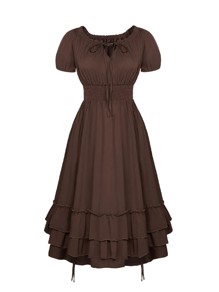 Women Steampunk Off Shoulder High Lo Midi Dress SCARLET DARKNESS