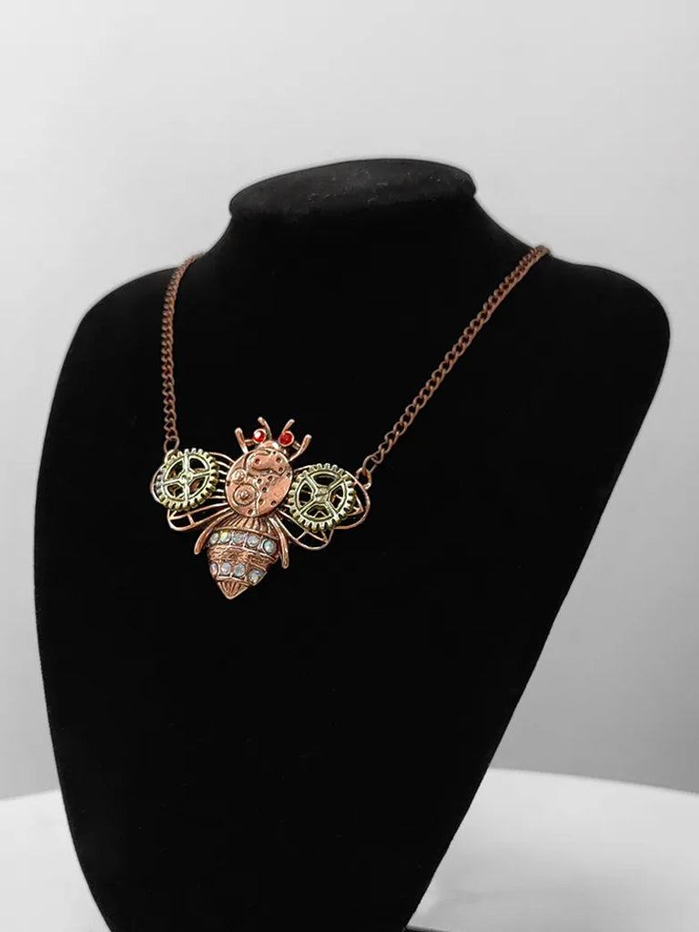 Steampunk Fashion Chrono-Botanical Amulet SCARLET DARKNESS