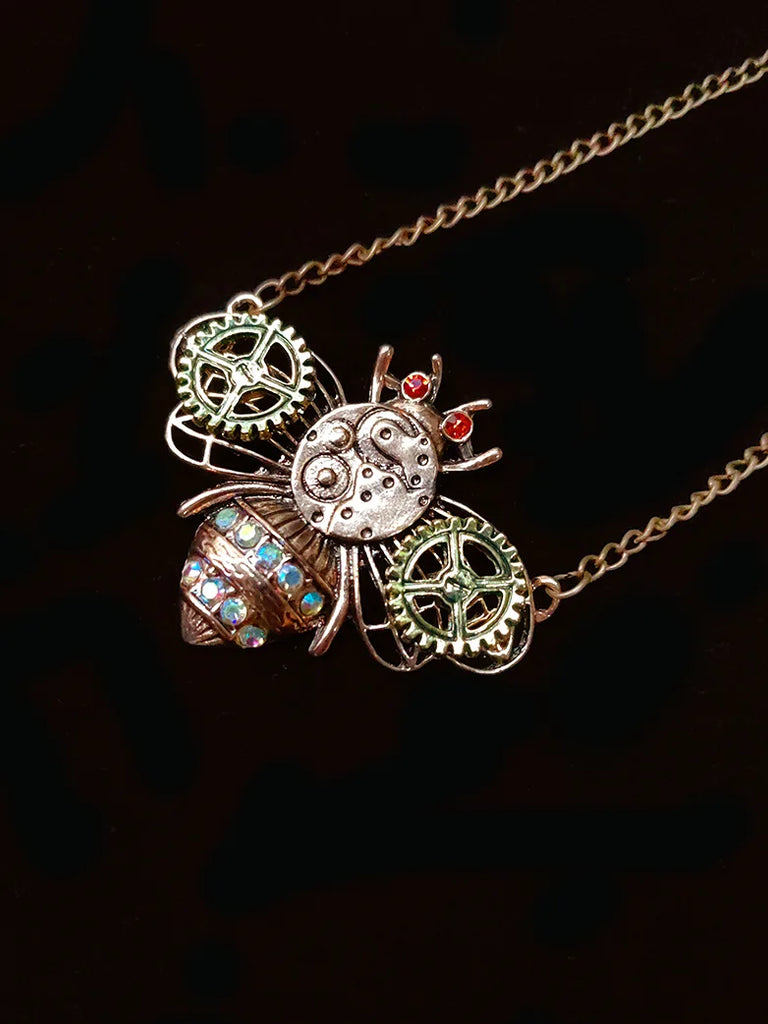 Steampunk Fashion Chrono-Botanical Amulet SCARLET DARKNESS