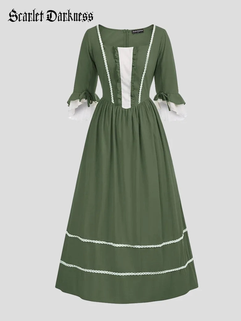 Colonial Cotton Dress for Women Prairie Pioneer Costume SCARLET DARKNESS