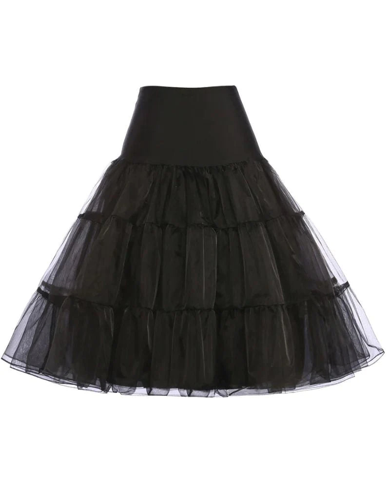 Women's Luxury Retro 3 Layers Tulle Netting Petticoat SCARLET DARKNESS