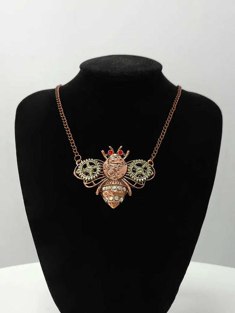 Steampunk Fashion Chrono-Botanical Amulet SCARLET DARKNESS