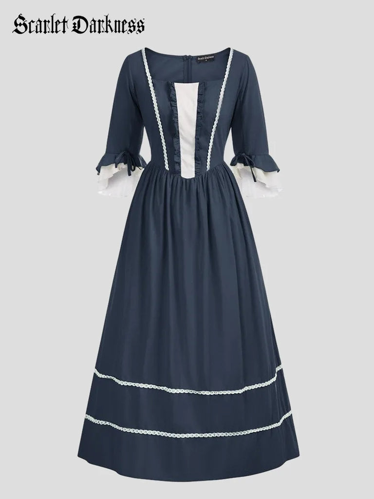 Colonial Cotton Dress for Women Prairie Pioneer Costume SCARLET DARKNESS