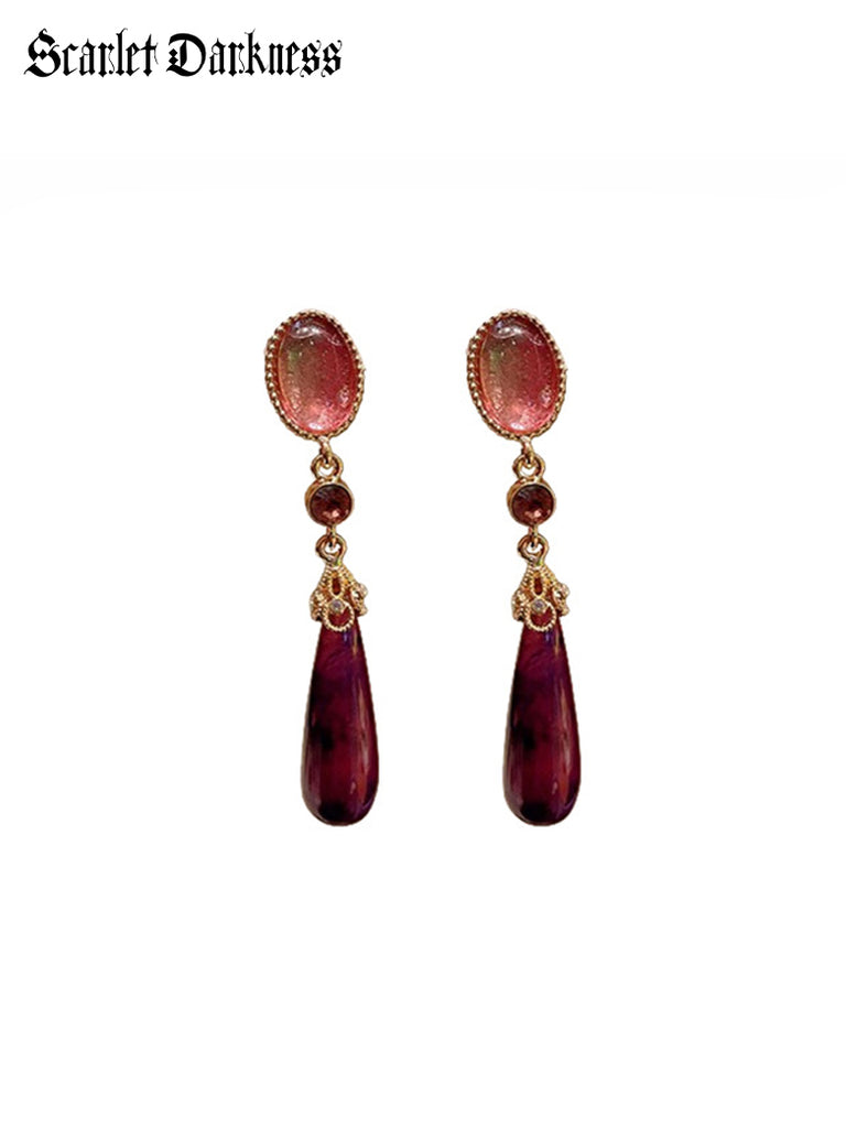 Retro Victoria Drop-Shaped Purple Stud Earrings SCARLET DARKNESS