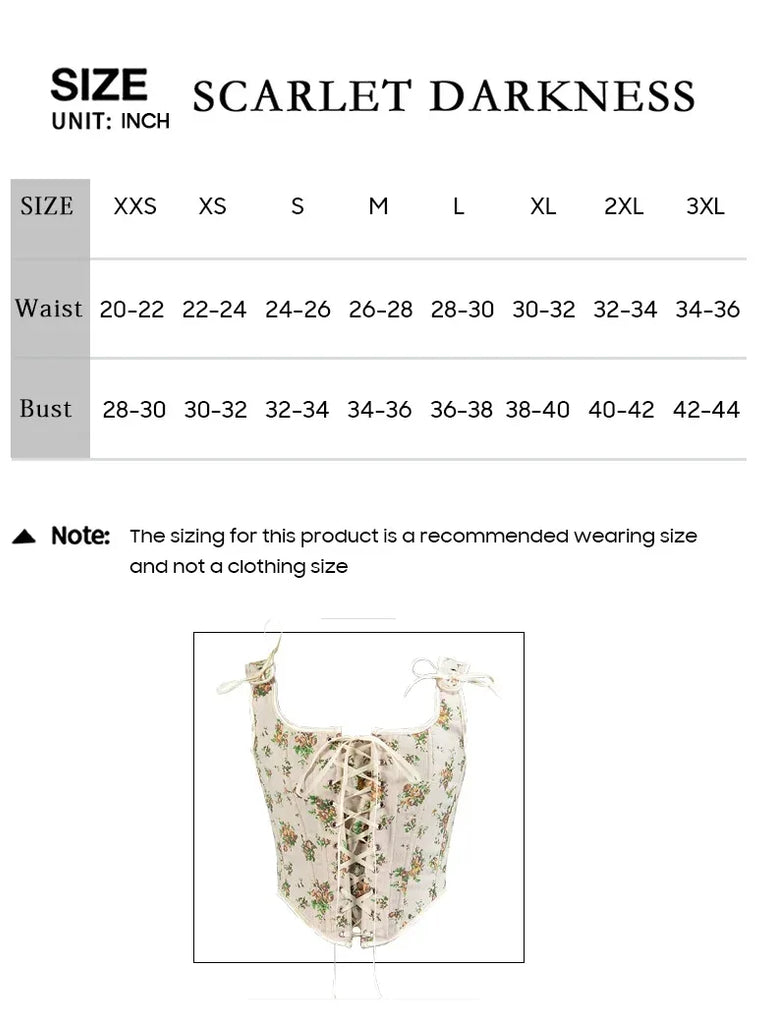 Women Pastoral Renaissance Green Floral Corset SCARLET DARKNESS