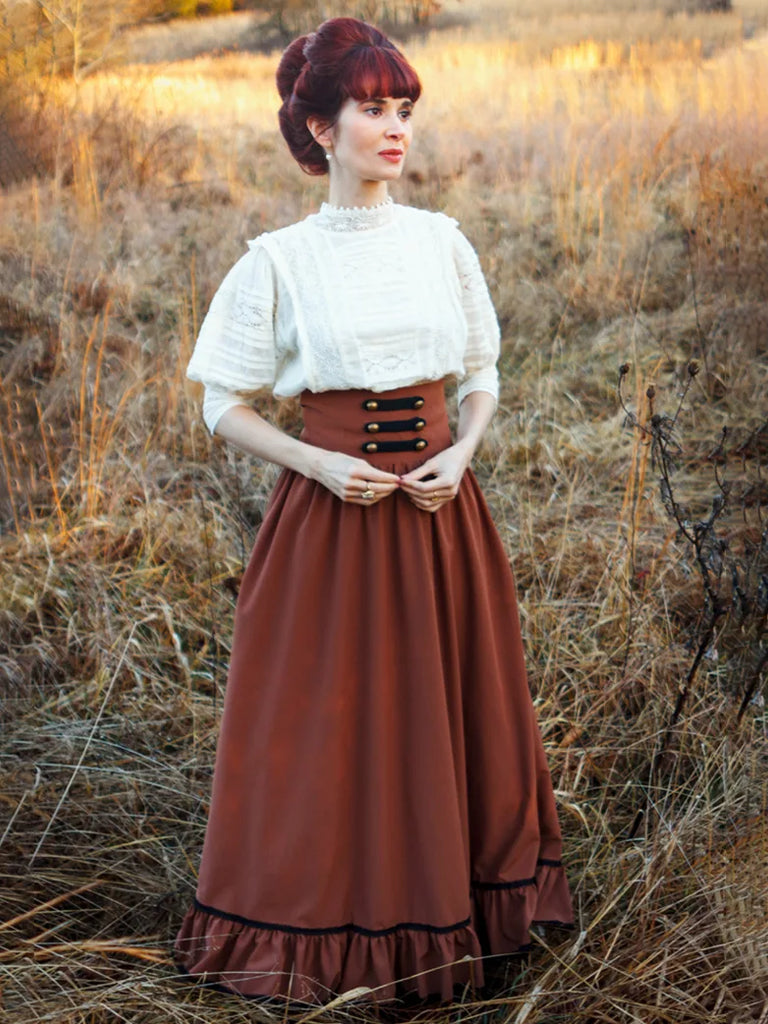 Women Pioneer Costume Classic Prairie Skirt SCARLET DARKNESS