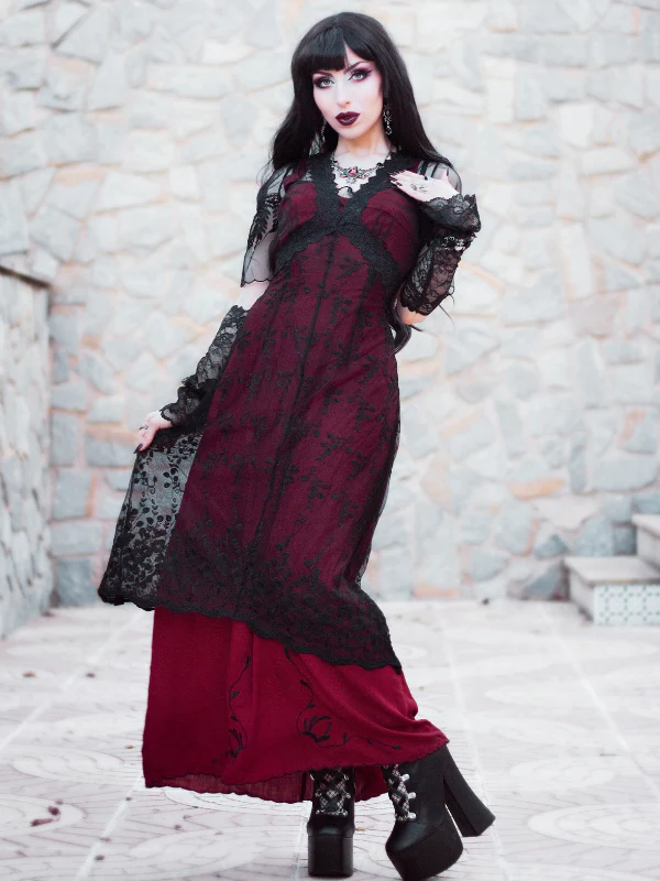 Victorian Gothic Titanic Tea Party Gown Antique Maxi Dress SCARLET DARKNESS