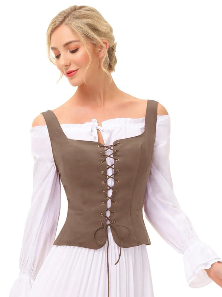 Pirate Renaissance Lace up Corset Vest Bodice SCARLET DARKNESS