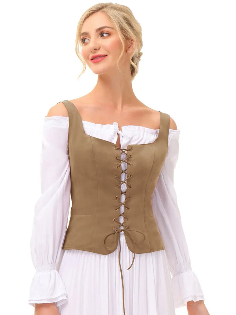 Pirate Renaissance Lace up Corset Vest Bodice SCARLET DARKNESS