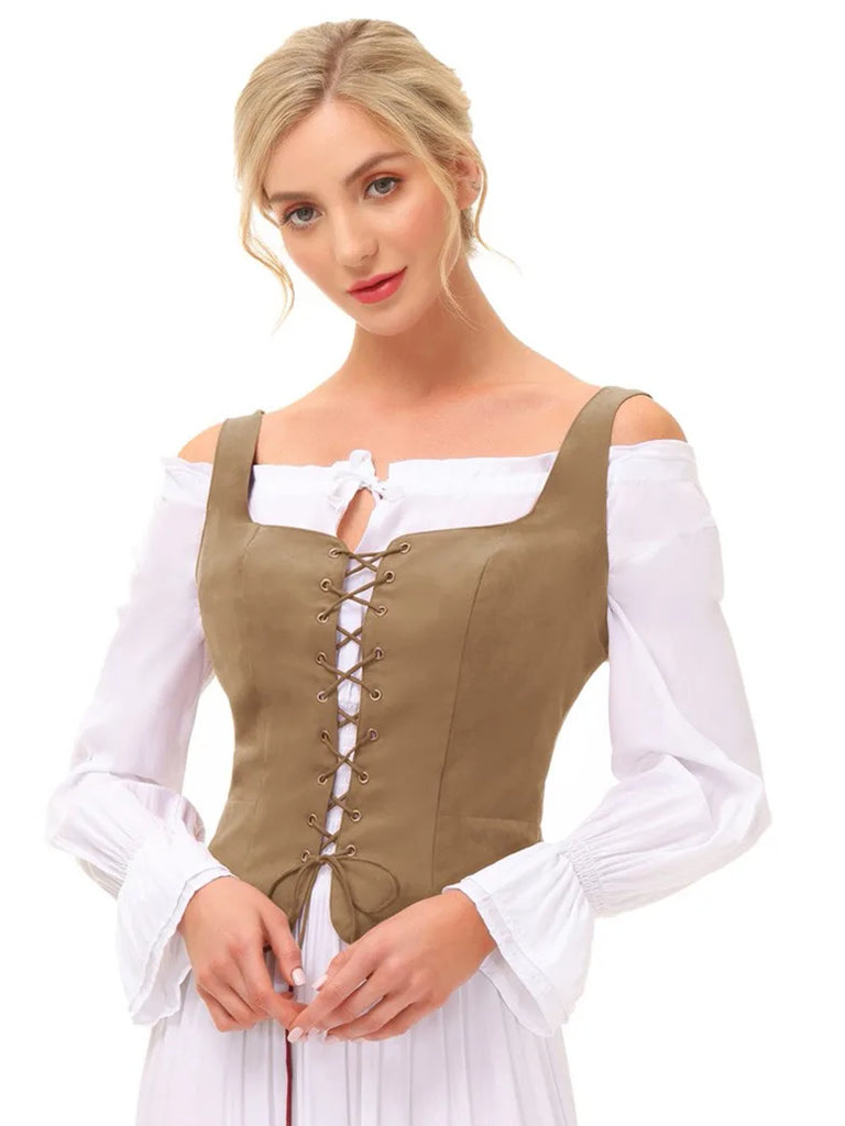 Pirate Renaissance Lace up Corset Vest Bodice SCARLET DARKNESS