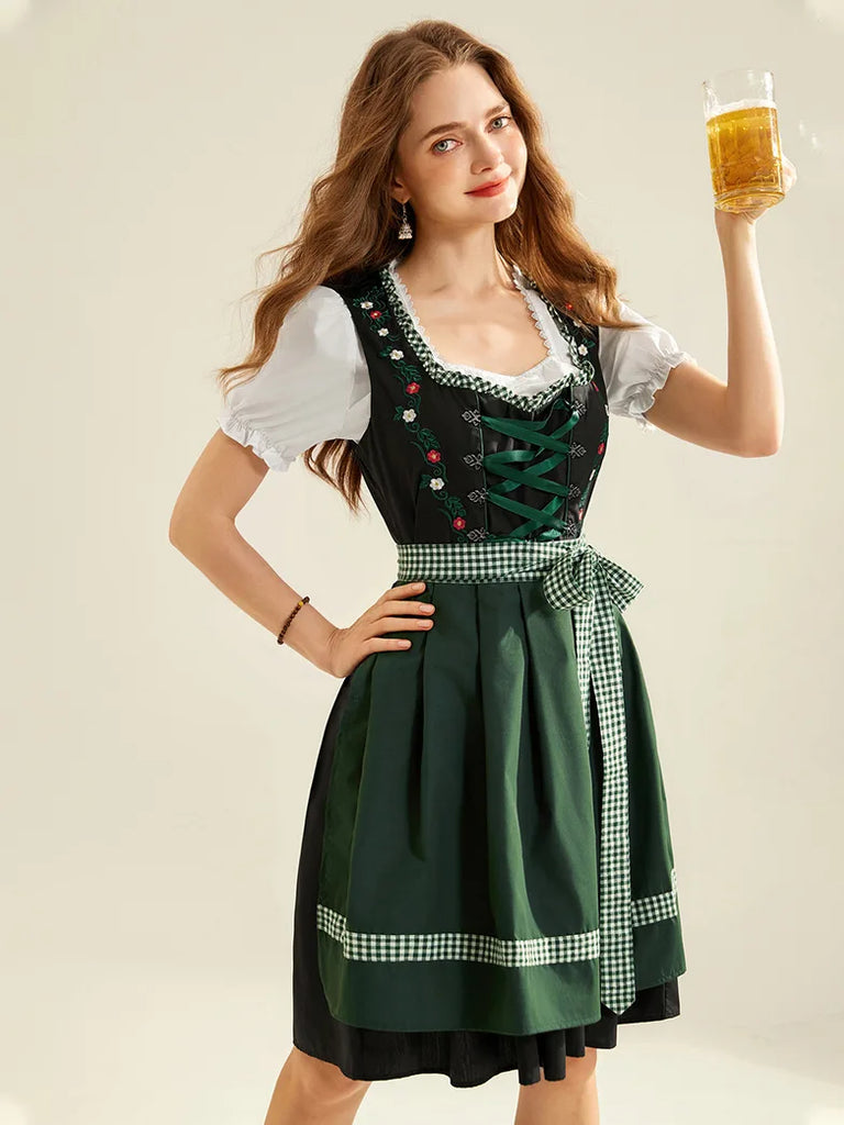 Women Dirndl Dress German Bavarian Oktoberfest Costume SCARLET DARKNESS