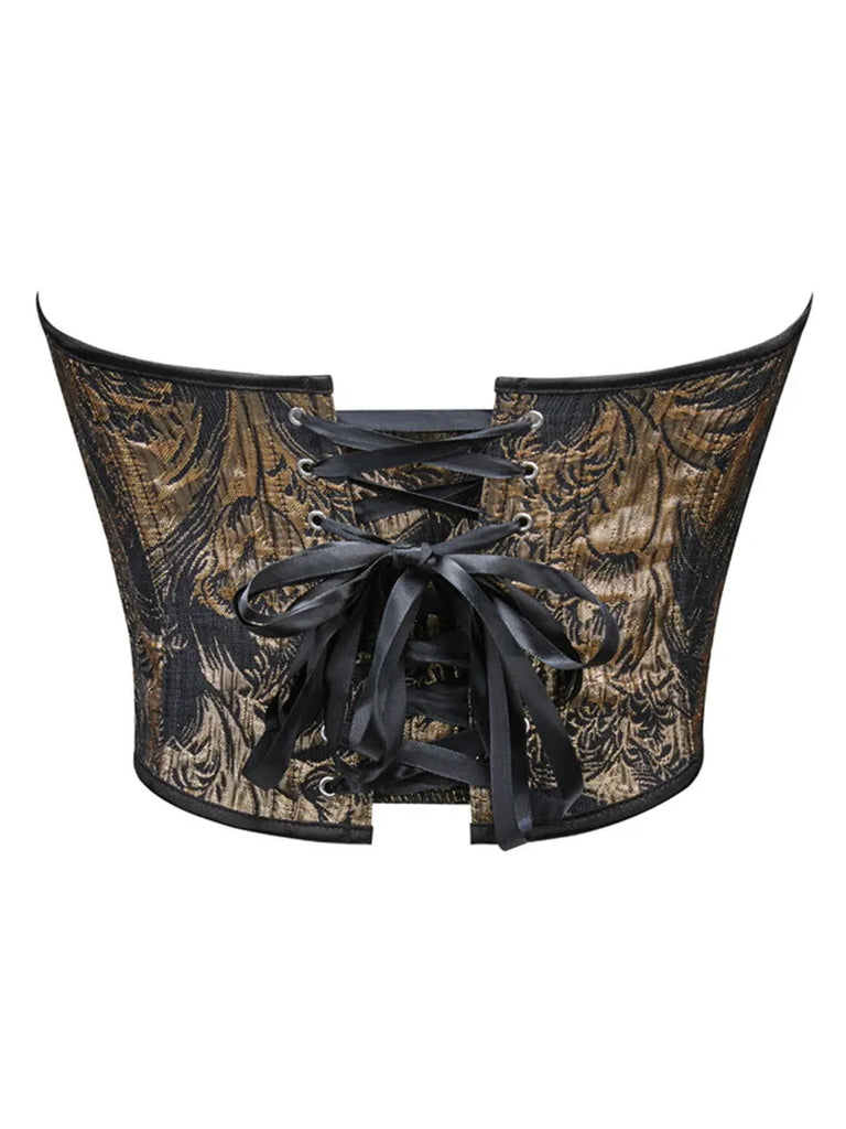 Women Victorian Corset Jacquard Strap Bustier Top SCARLET DARKNESS