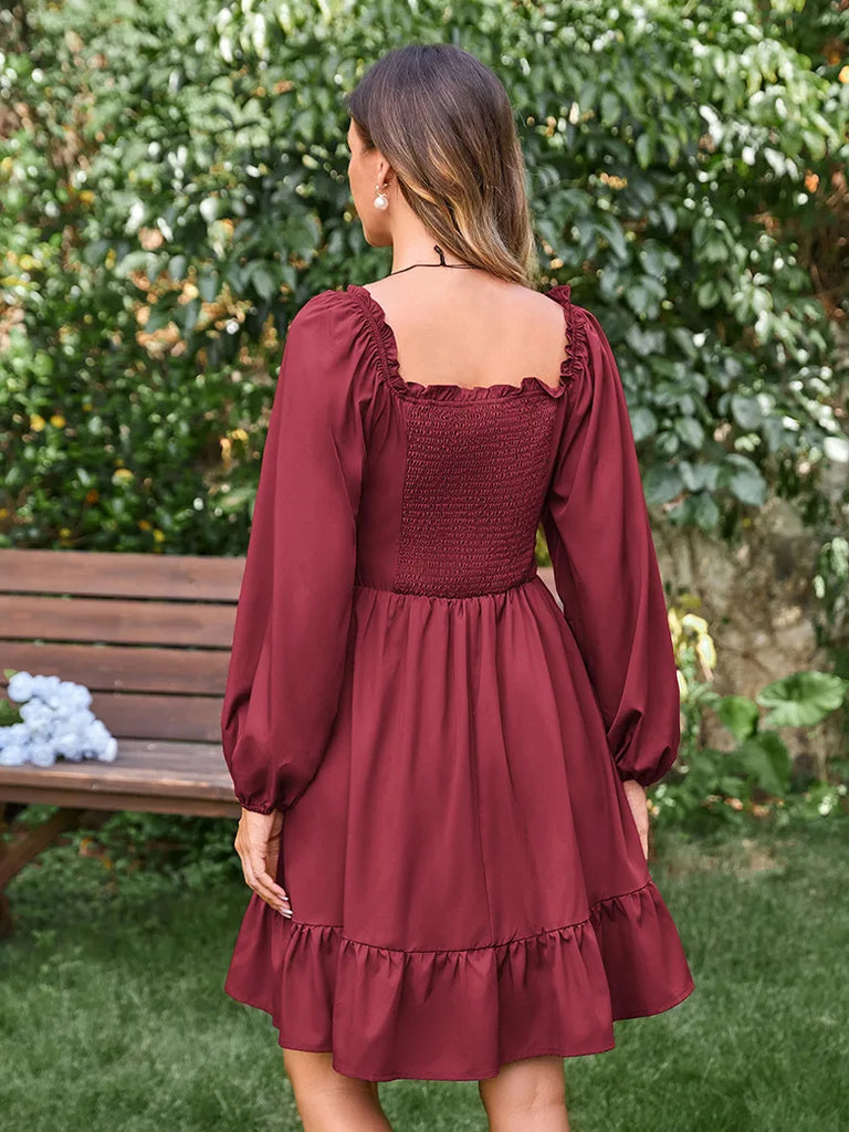 Women Off Shoulder Midi Dress Pocket Corset Dress SCARLET DARKNESS