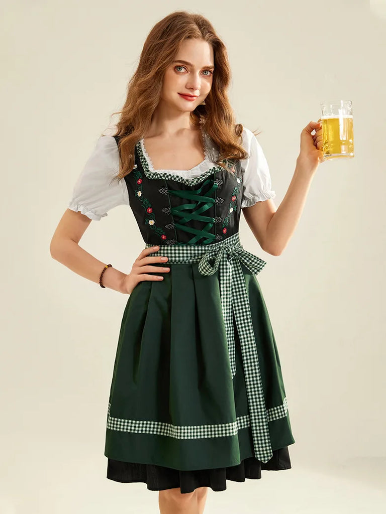 Women Dirndl Dress German Bavarian Oktoberfest Costume SCARLET DARKNESS