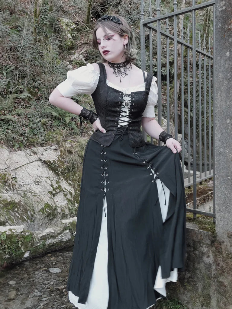 Pirate Renaissance Lace up Corset Vest Bodice SCARLET DARKNESS