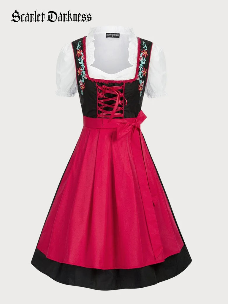 German Bavarian Oktoberfest Costumes Carnival Dress SCARLET DARKNESS