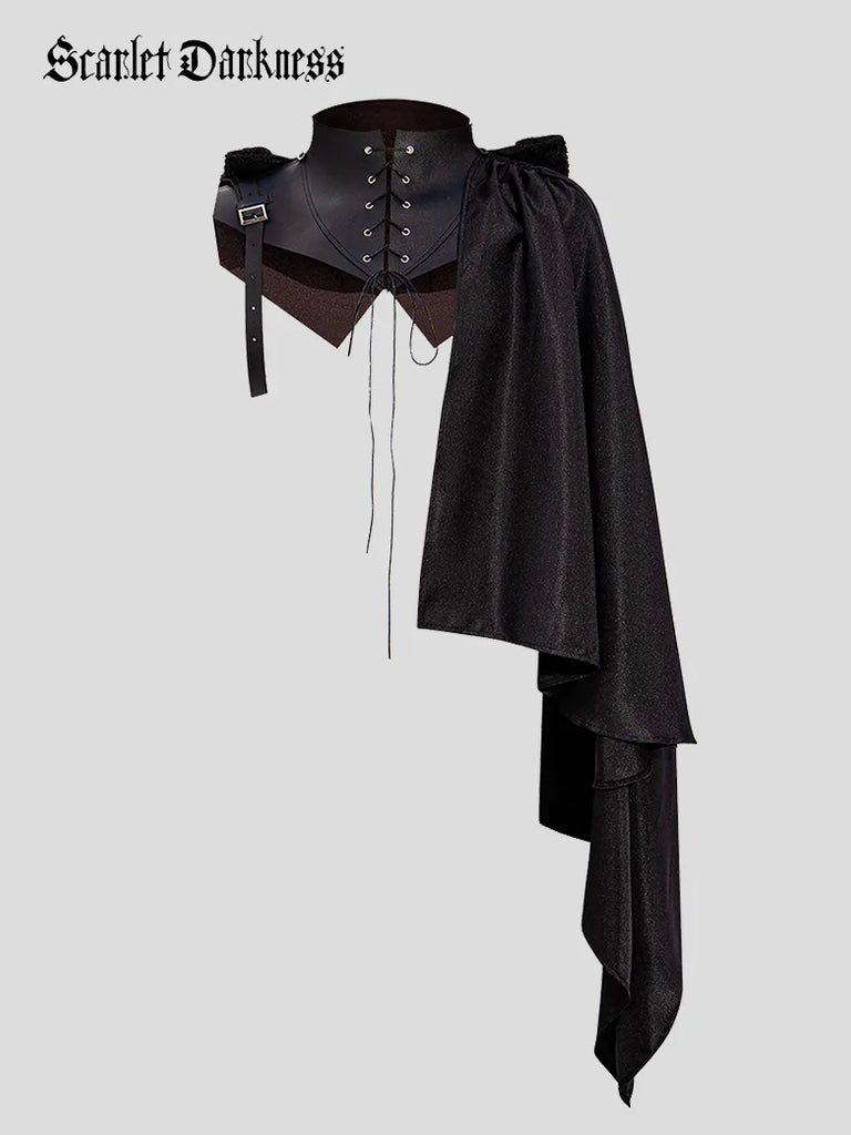 SCARLET DARKNESSMedieval Men's Capes Leather Patchwork Jacket