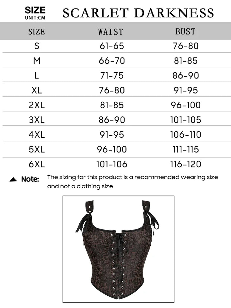 SCARLET DARKNESSWomen Jacquard Corset Top Strappy Waist for Women