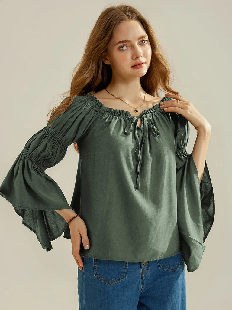 Renaissance Off Shoulder Tops Long Virago Sleeve Tops SCARLET DARKNESS